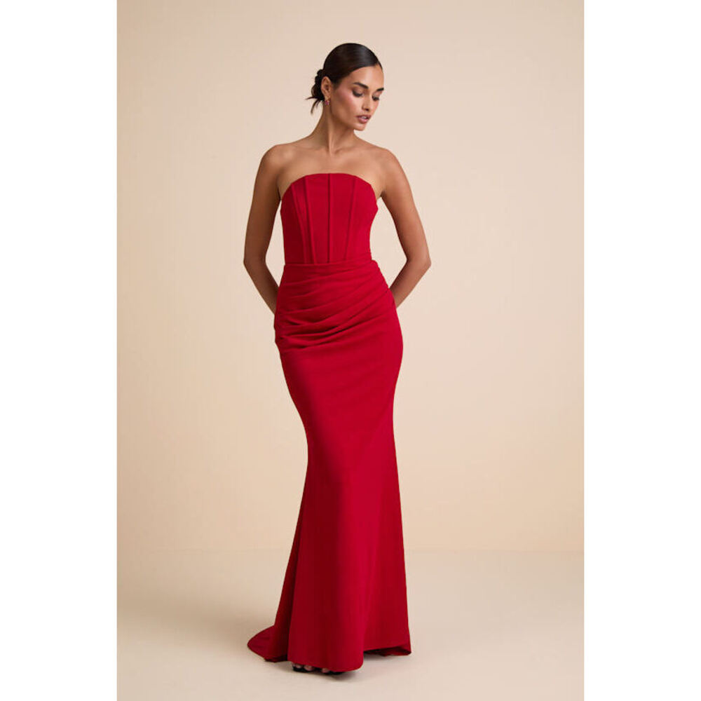 Lulus Laney Red Strapless Corset Maxi Dress - Size S